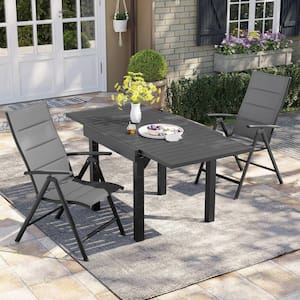 Dark Gray Aluminum Adjustable Folding Outdoor Patio Dining Chairs (Set of 2)
