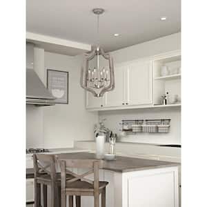 Glenora Collection 6-Light Brushed Nickel Pendant with Weathered Gray Wood Accents