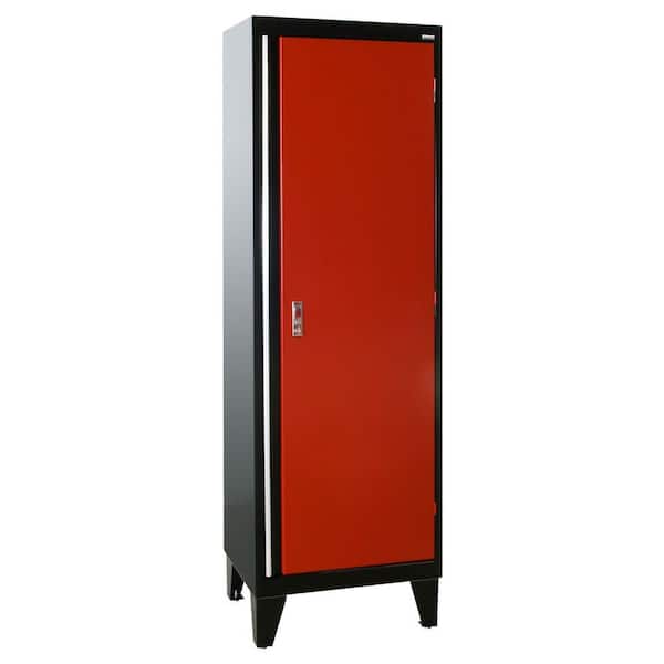 Sandusky 79 in. H x 24 in. W x 18 in. D Modular Steel Single Door Cabinet Full Pull in Black/Red