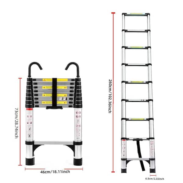 150kg Capacity Ladder Ltoshu Telescoping Extension Ladder, Stainless ...