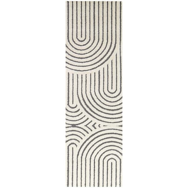 BALTA Caserio Cream/Grey 2 ft. x 10 ft. Abstract Runner Rug