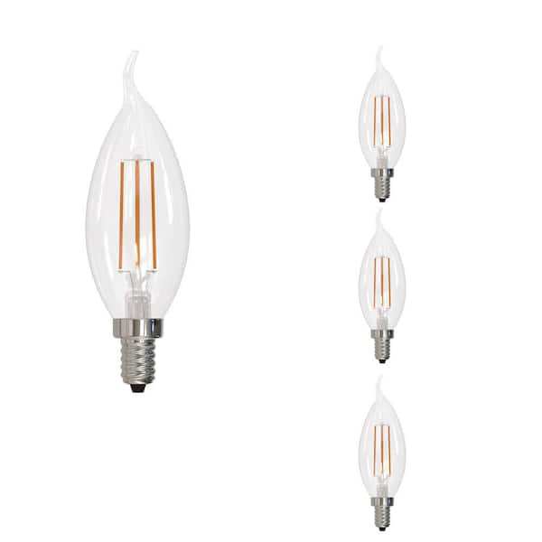 Bulbrite 60 - Watt Equivalent Soft White Light CA10 (E12) Candelabra Screw Base Dimmable Clear 3000K LED Light Bulb (4-Pack)