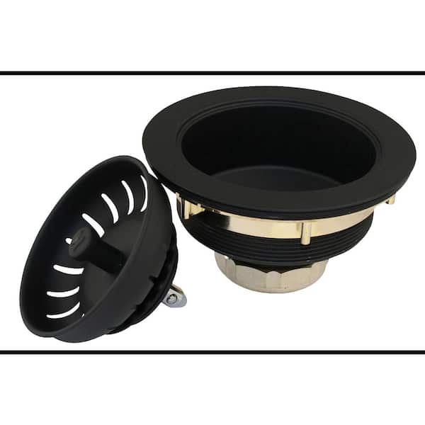 KEENEY 3.5 in. Brass Kitchen Sink Strainer in Black