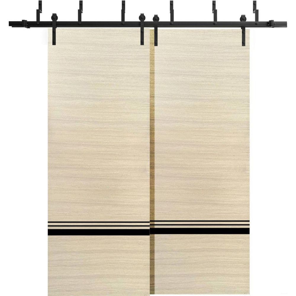64 in. x 80 in. 2-Panel Natural Veneer Solid Wood with Honeycomb Sliding Barn Door with Hardware Kit price history on PriceWatchPro