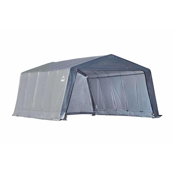 ShelterLogic 12 ft. W x 20 ft. D x 8 ft. H Peak-Style Garage-in-a-Box in Grey with All-Steel Frame and Patent-Pending Stabilizers
