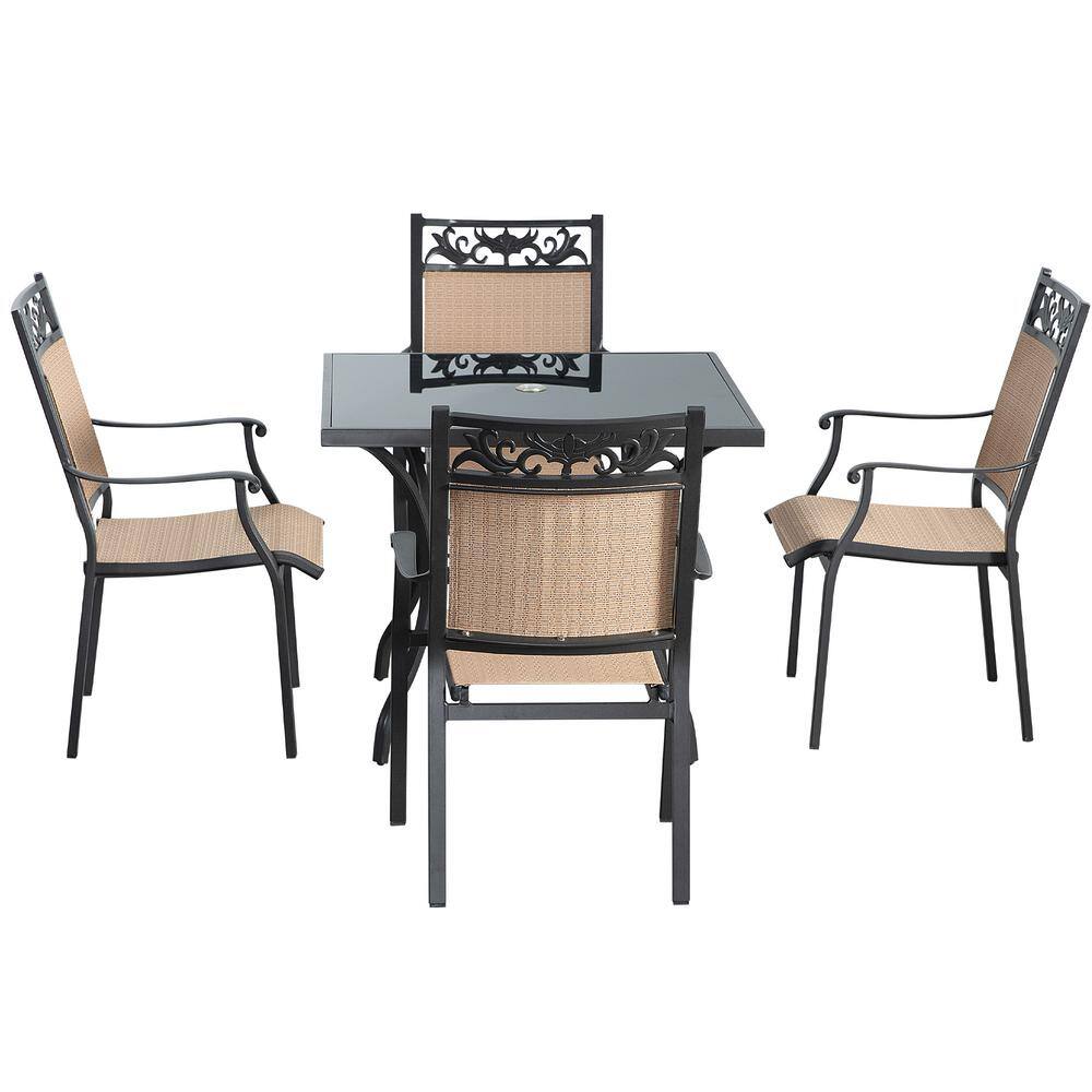 JUSKYS 5Pieces Metal Outdoor Patio Dining Set 4 Textilene Dining