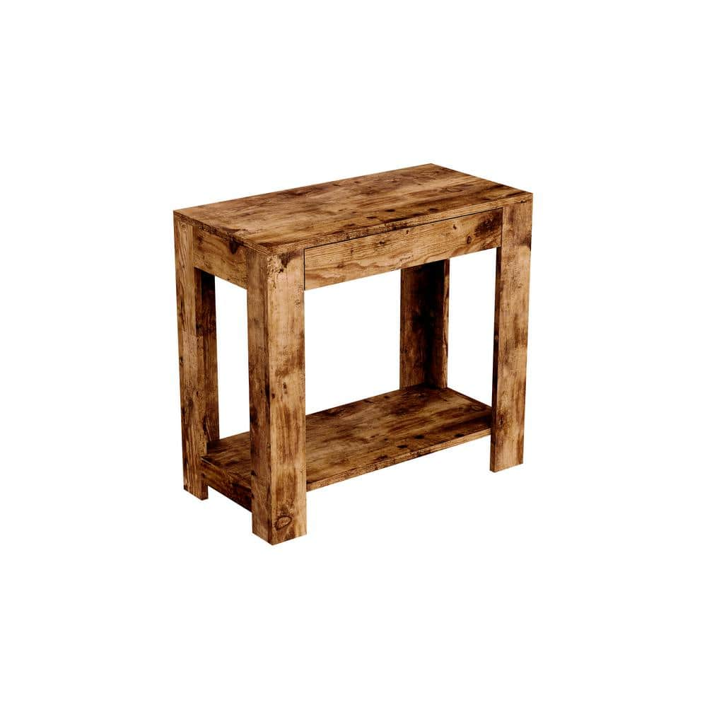 Safdie & Co. 24 L 1-Drawer 1-Shelf Accent Table in Brown Reclaimed Wood