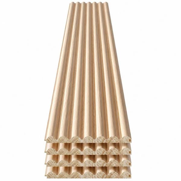 Semi Cylinder Beaded White Oak Slat Wood Panels 4 Pack with End Trim Covers 14.9 sq. ft. for Interior Walls