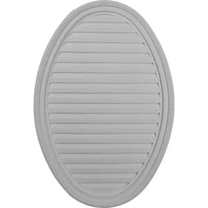 24.5 in. x 37 in. Oval Primed Polyurethane Paintable Gable Louver Vent Non-Functional
