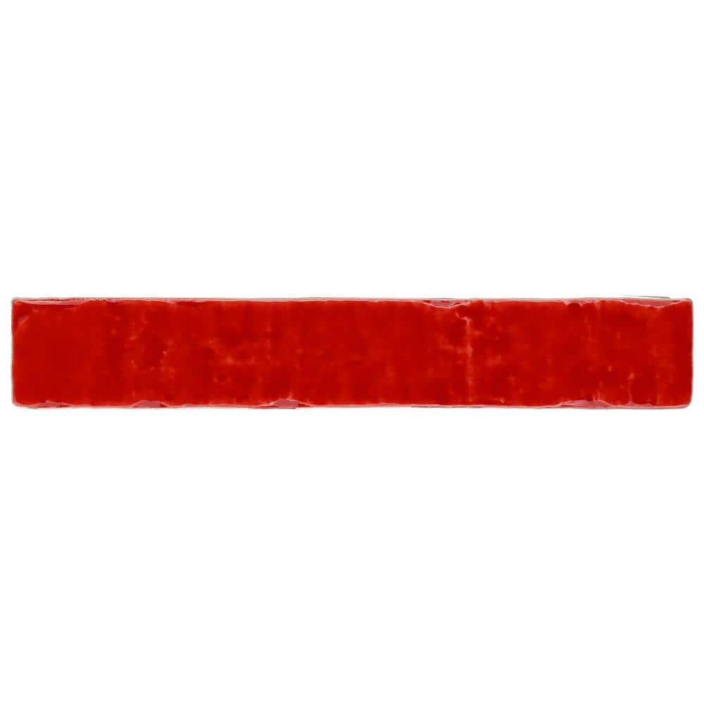 Crimson Red Glossy Ceramic Subway Wall Tile, 2-in x 9-in