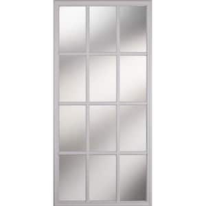 12-Lites Glass with External Grilles 22 in. x 48 in. x 1/2 in. with White Frame Replacement Glass Panel