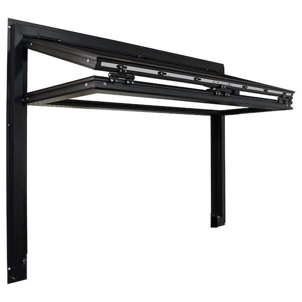 TEZA DOORS 59.5 in. x 47.5 in. Awning Matte Black Tempered Fold-Up