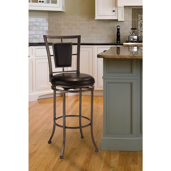 Hillsdale Furniture Auckland 30 in. Gray Stone Swivel Cushioned Bar Stool
