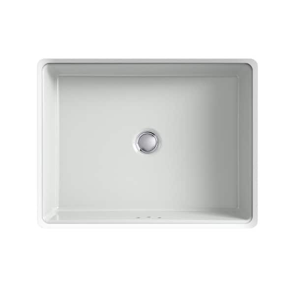 KOHLER Cursiva 20 in. Rectangular Vitreous China Undermount Bathroom Sink in Ice Gray