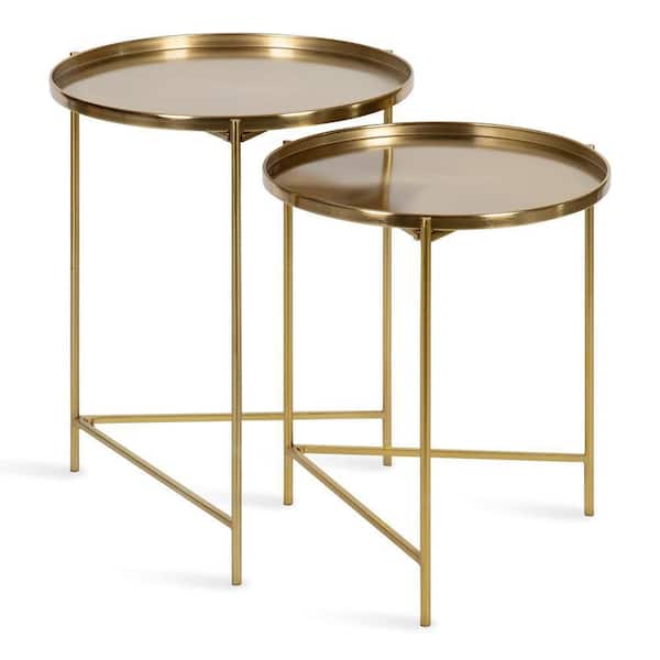 Ulani 18.50 in. Gold Round Metal End Table