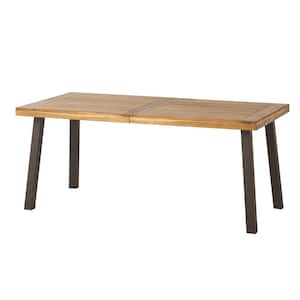 Della Acacia Wood Dining Table Natural Stained with Rustic Metal 32.25 in. x 69 in. x 29.5 in. Brown Grey