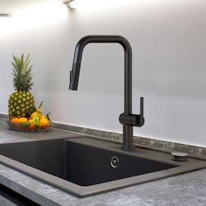 Single-Handle Pull Down Sprayer Kitchen Faucet with High-Arc Spout in Matte Black