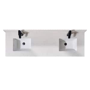 Belluno 73 in. W x 22 in. D x 0.8 in. H Composite Stone Double Basing Vanity Top Milano White