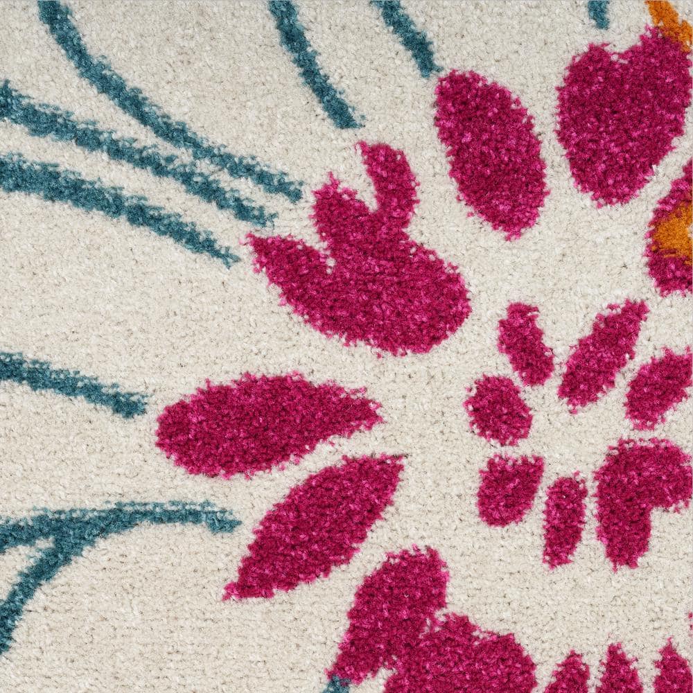 Handmade Off-White Floral Synthetic 8' x 10' Rug