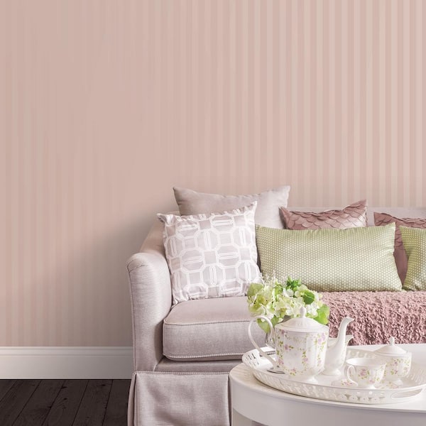 Matte and Shiny Embossed Striped Wallpaper in Shades of Pink
