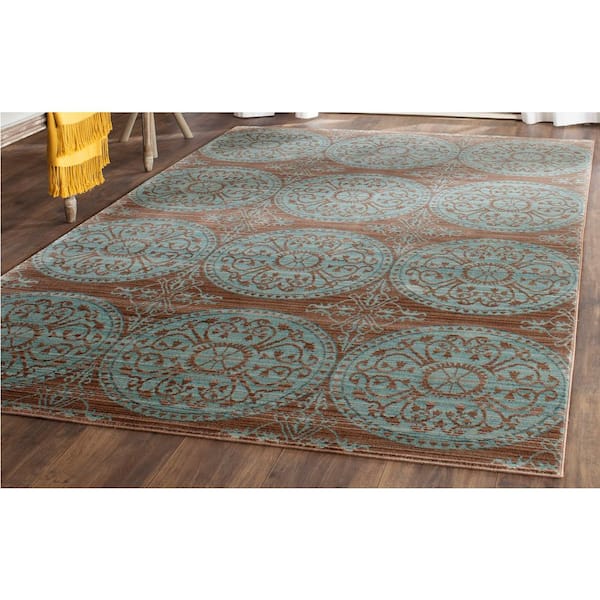 Valencia Brown/Alpine Doormat 3 ft. x 5 ft. Floral Area Rug