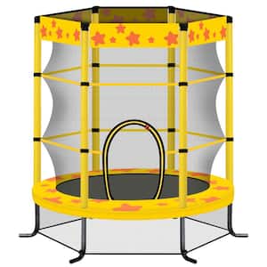 4.58 ft. Yellow Kids Trampoline with Safety Enclosure Net