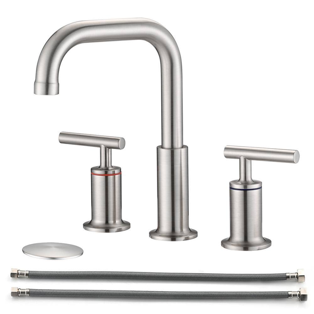 8 in. Widespread 2-Handle Bathroom Faucet With Pop-Up Drain Assembly in Bru