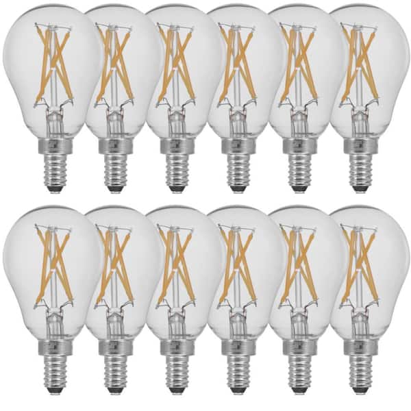 Feit Electric 60-Watt Equivalent A15 Candelabra Dimmable CEC Clear Glass LED Ceiling Fan Light Bulb in Soft White 2700K (12-Pack)