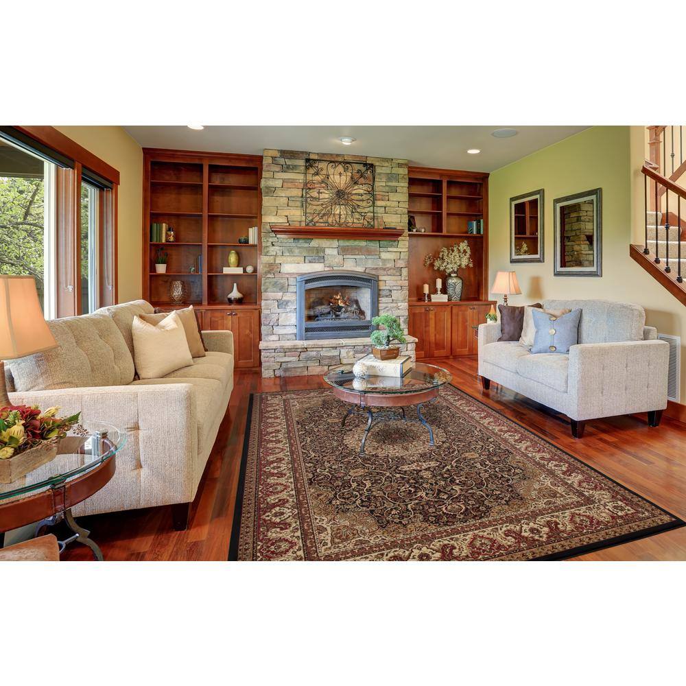 Black Medium Pile Persian Style Polypropylene Area Rug
