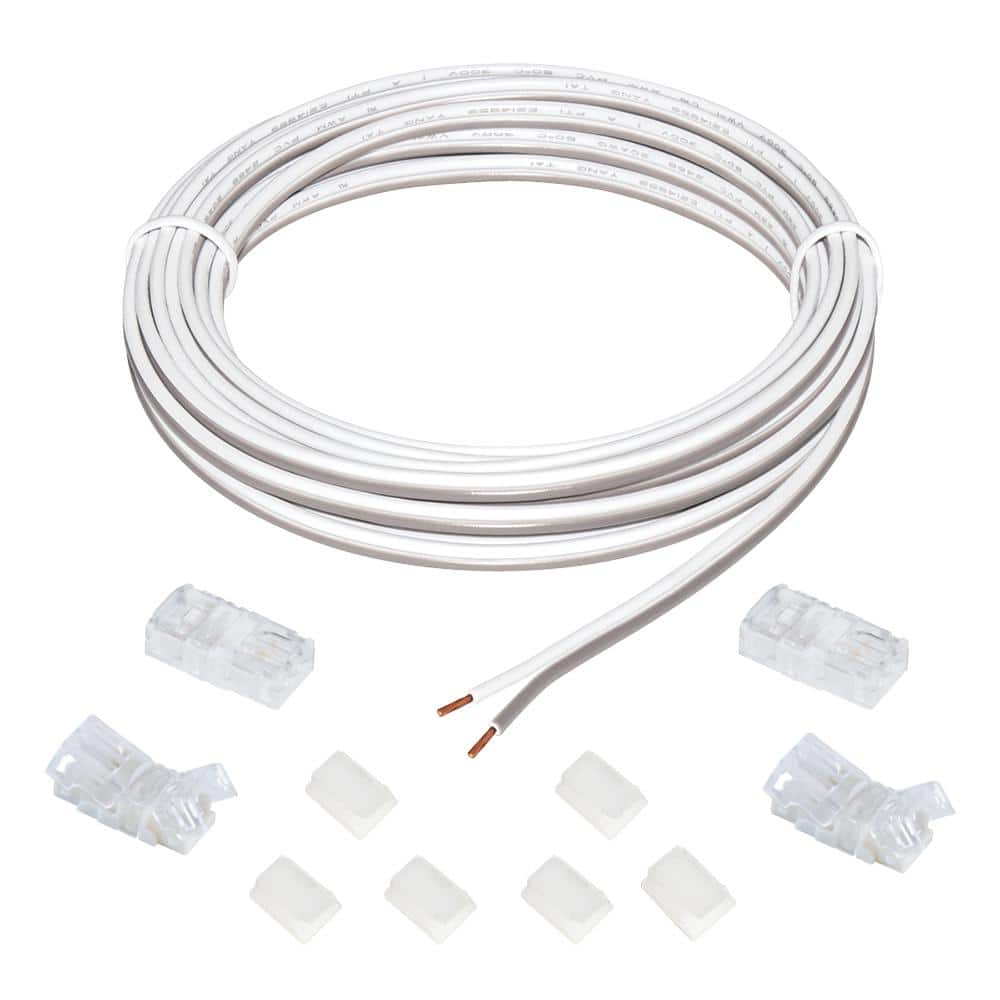 Commercial Electric 13 ft. White Connector Cord LED Strip Light Accessory  Pack (4 Wire-to-Tape Connectors, 6 Wire Mounting Clips) 560110 - The Home