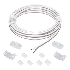 13 ft. White Connector Cord LED Strip Light Accessory Pack (4 Wire-to-Tape Connectors, 6 Wire Mounting Clips)