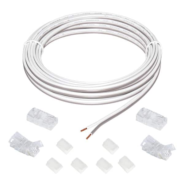 Commercial Electric 13 ft. White Connector Cord LED Strip Accessory Pack (4 Wire-to-Tape Connectors, 6 Wire Mounting Clips) 560110 - The Home Depot