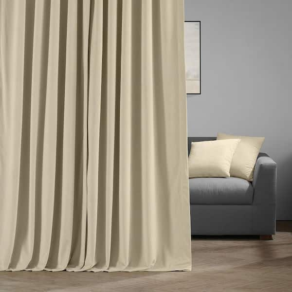 Exclusive Fabrics & Furnishings Black Extra Wide Velvet Rod Pocket Blackout  Curtain - 100 in. W x 120 in. L (1 Panel) VPCH-VET1212-120 - The Home Depot