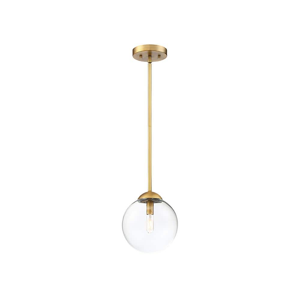 Matte Black and Brass Mini Globe Island Pendant with LED
