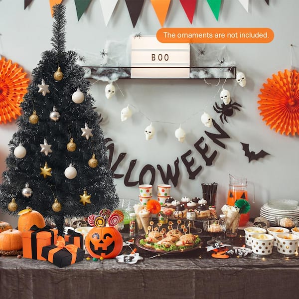 3 ft. Black Unlit Artificial Christmas Tree with Plastic Stand