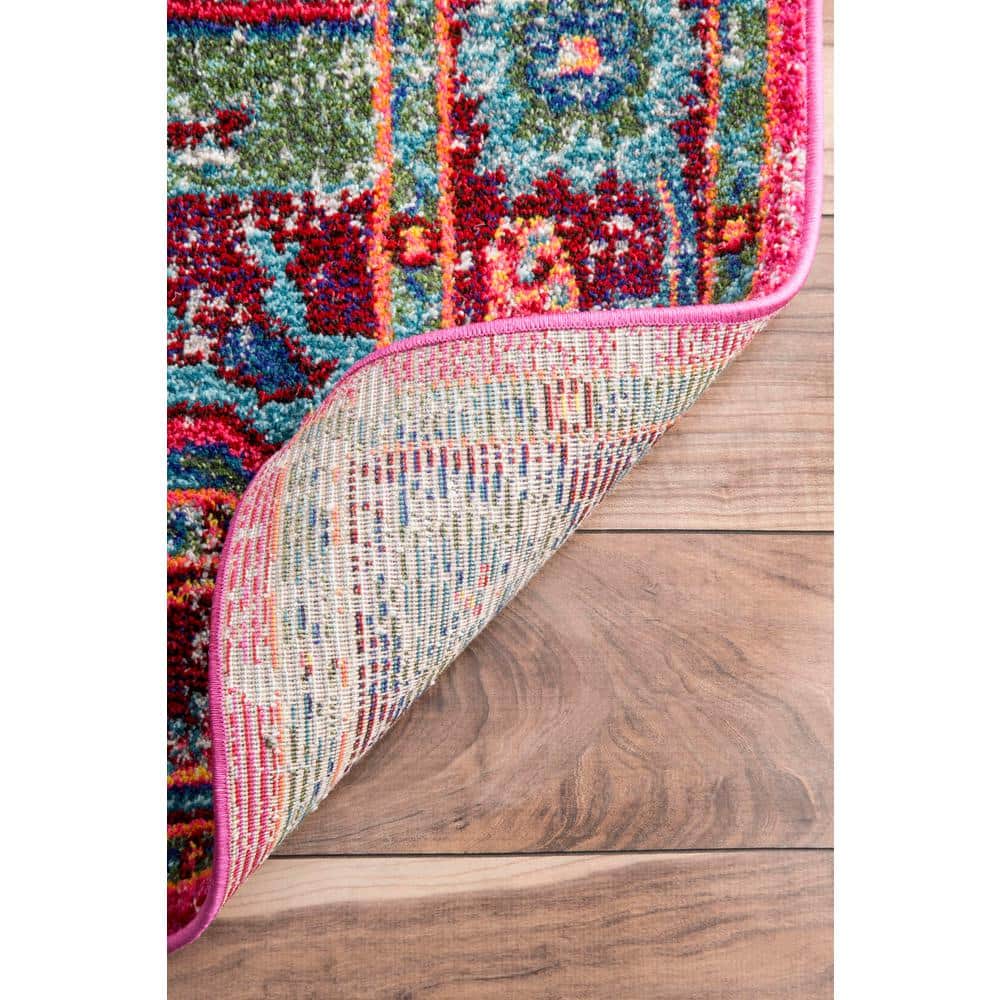 Multicolor Medallion Synthetic Easy Care Rug 62"x24"