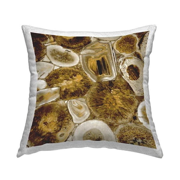 Stupell Industries Varied Mineral Geode Shapes Gold Square Outdoor Throw Pillow