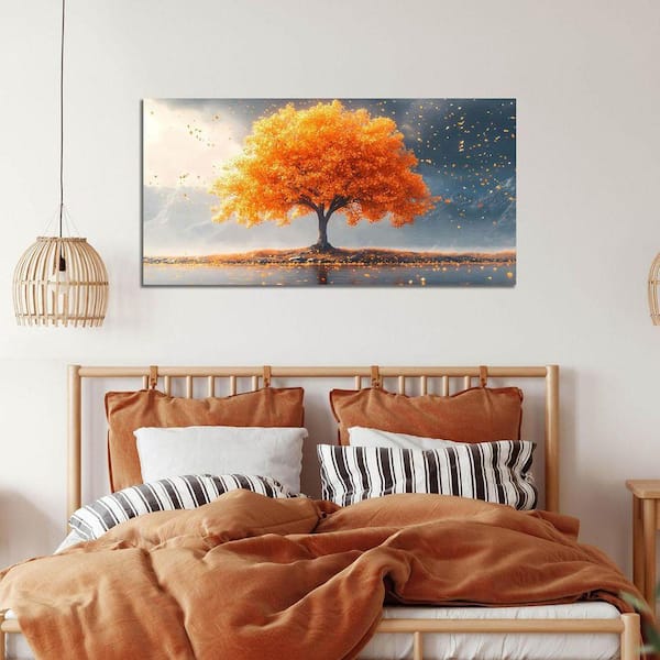Large Tree of Life Wall Art for Living Room Bedroom Office Orange