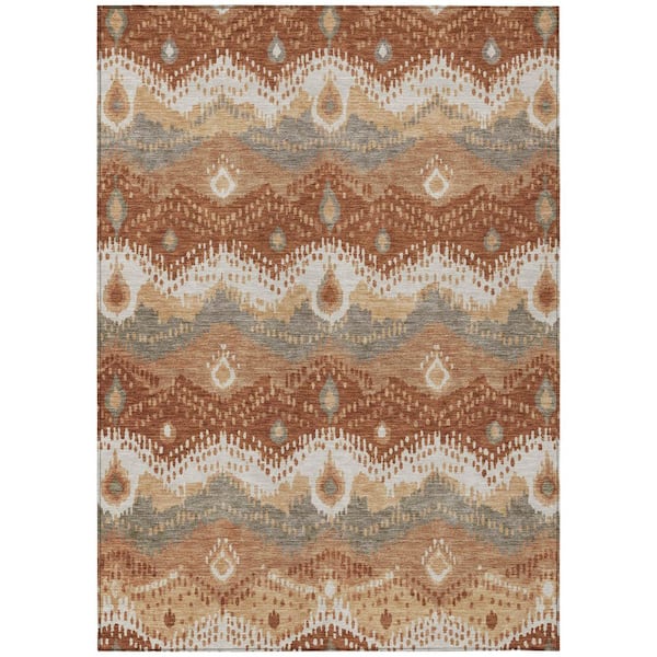 Chantille Machine Washable Indoor/Outdoor Abstract ACN3074 Paprika 9 ft. x 12 ft. Area Rug