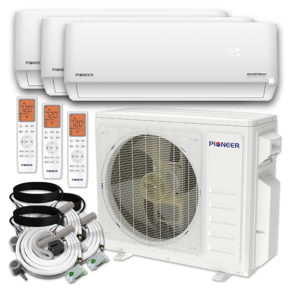 Quantum Ultra 3-Zone 27,000 BTU 24 SEER Ductless Wi-Fi Enabled Mini Split Heat Pump with 16 ft. Lines price history on PriceWatchPro