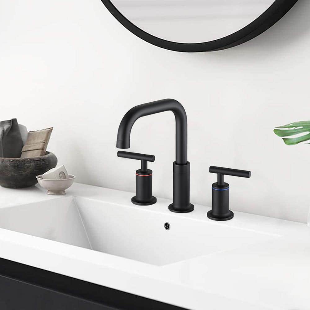 Double Handle Standard Kitchen Faucet with Pop Up Drain, Brass Bathroom Fau