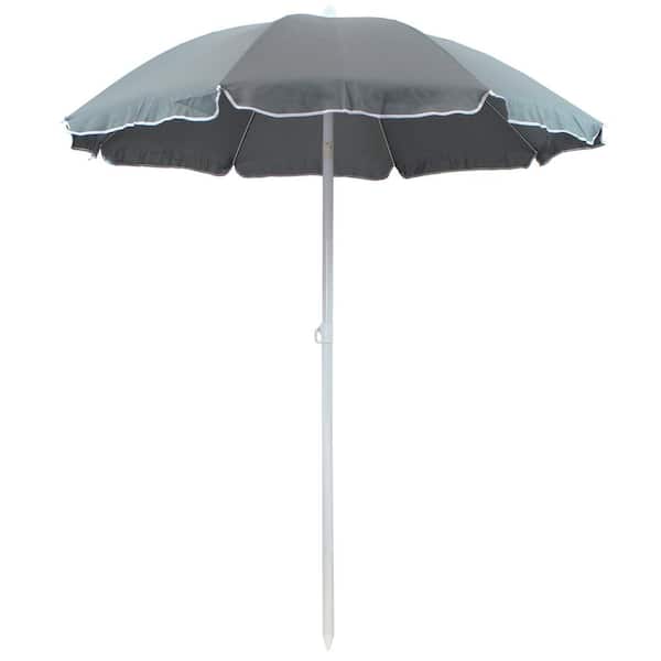 Sunnydaze 5 ft. Steel Outdoor Beach Tilt Umbrella with in Sage Green