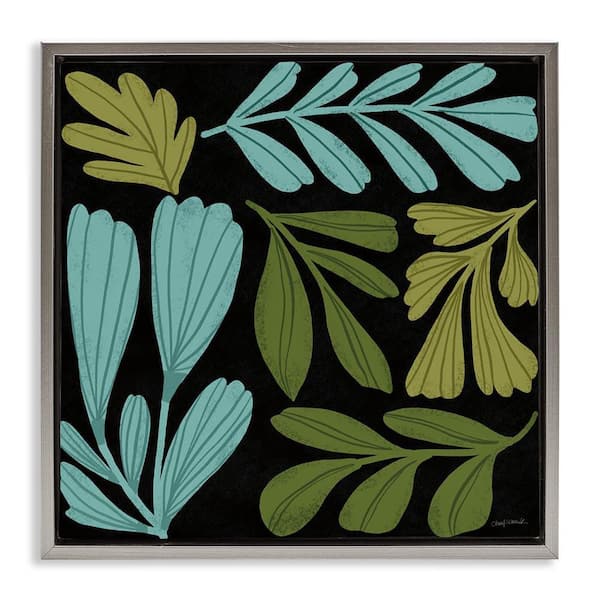Stupell Industries Varied Leaves Collage by Cheryl Warrick Gray Floater Frame Nature Graphic Art Print 25 in. x 25 in.