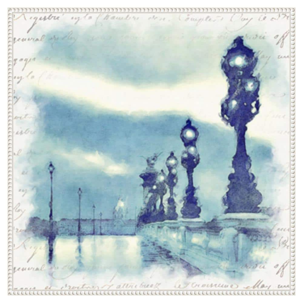 Paris in Blue II 30'' White Framed Canvas Wall Art