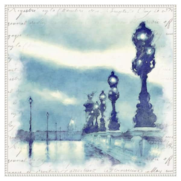 Amanti Art Paris in Blue II by Noah Bay 30-in. W x 30-in. H. Canvas Wall Art Print Framed in White