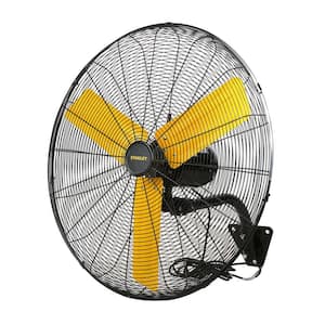 24 in. Indoor Yellow High Velocity 3-Speed Switch On Oscillating Wall Mount Fan