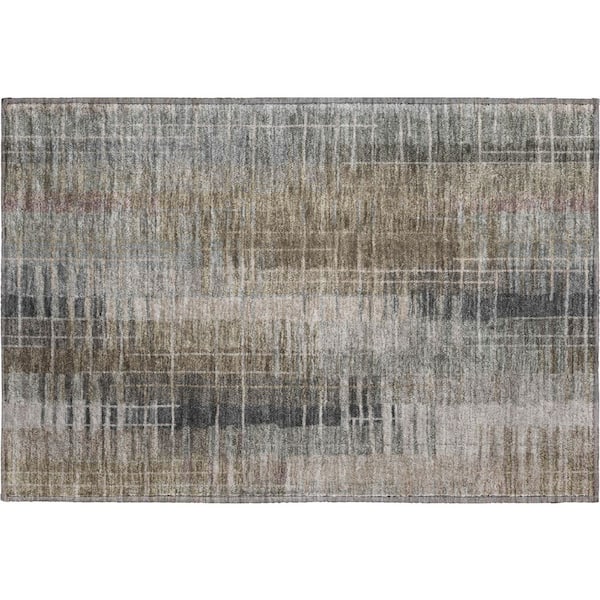 Mayfield Premium Machine Washable Abstract AMF2261 Brown 2 ft. x 3 ft. Accent Rug
