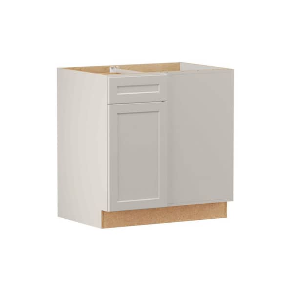 Designer Series Melvern 33 in. W x 24 in. D x 34.5 in. H Assembled Shaker Right Blind Corner Base Cabinet in Heron Gray