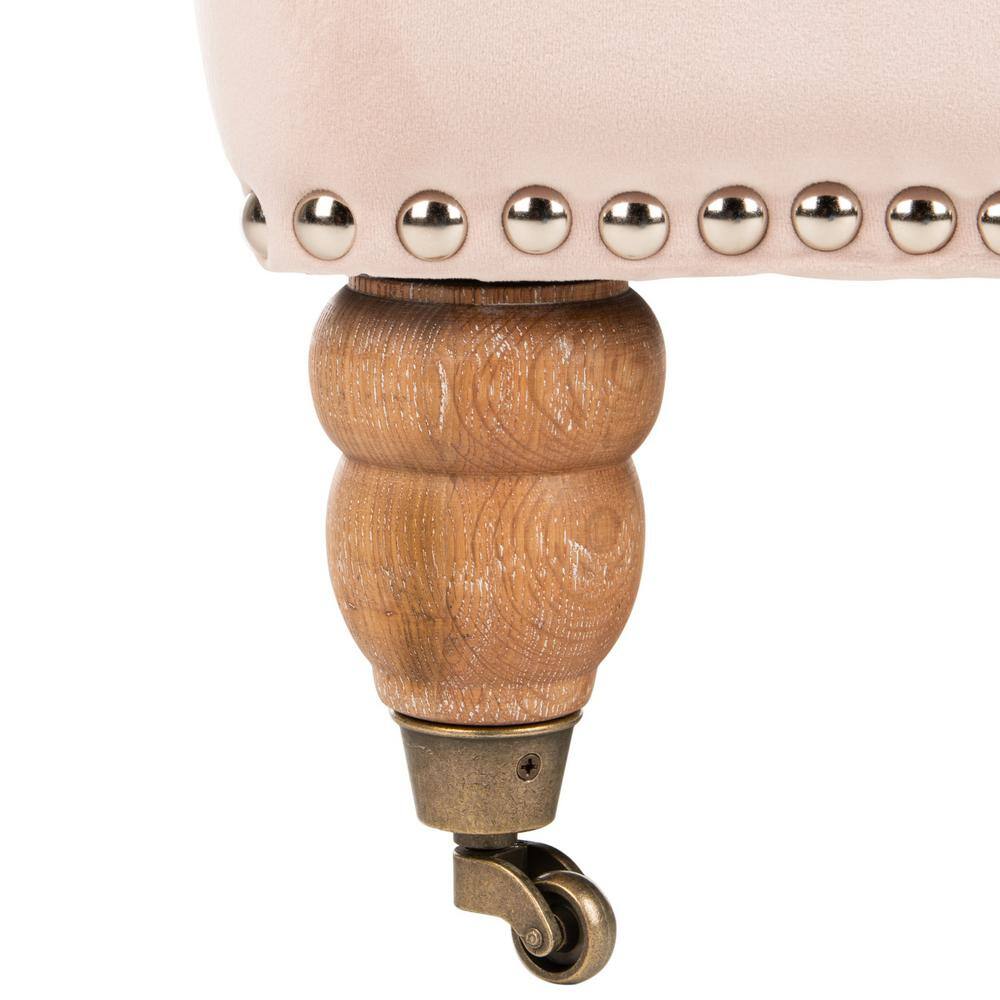 Blush Pink Velvet Contemporary Arm Chair with White Washed Birch Legs