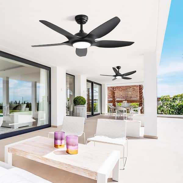 48 in. Indoor Ceiling Fan with 5 Black ABS Blades Remote Control Reversible DC Motor For Living Room